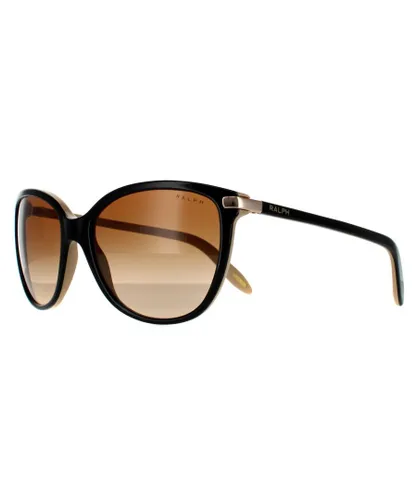 Ralph Lauren by Cat Eye Womens Shiny Black On Nude Brown Gradient Sunglasses - One