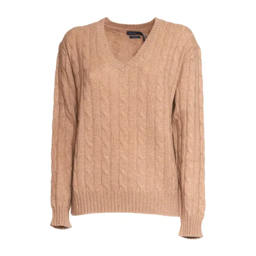 Ralph Lauren , Camel Knitwear for Women Aw23 ,Brown female, Sizes: