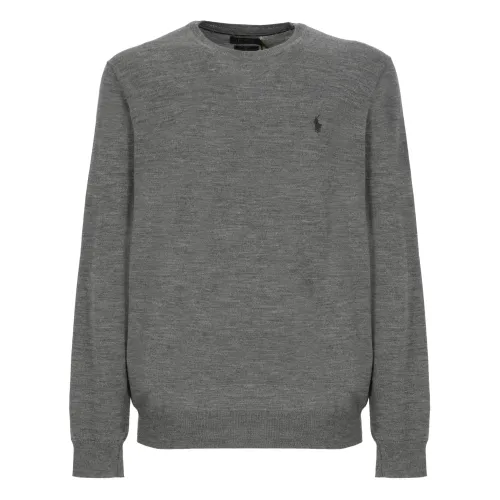 Ralph Lauren , Cozy Grey Wool Sweater with Embroidered Pony ,Gray male, Sizes: