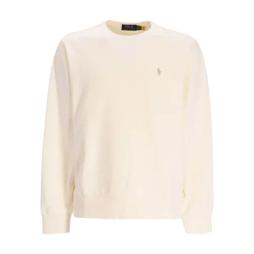 Ralph Lauren , Cream Logo-Embroidered Cotton Sweatshirt ,Beige male, Sizes: