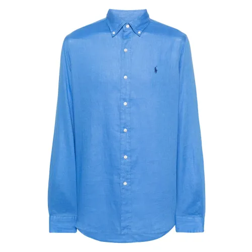 Ralph Lauren , Embroidered Linen Shirt ,Blue male, Sizes: