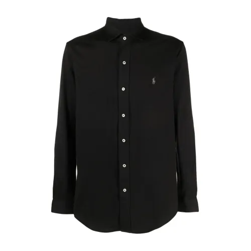 Ralph Lauren , Embroidered Logo Jersey Cotton Shirt ,Black male, Sizes: