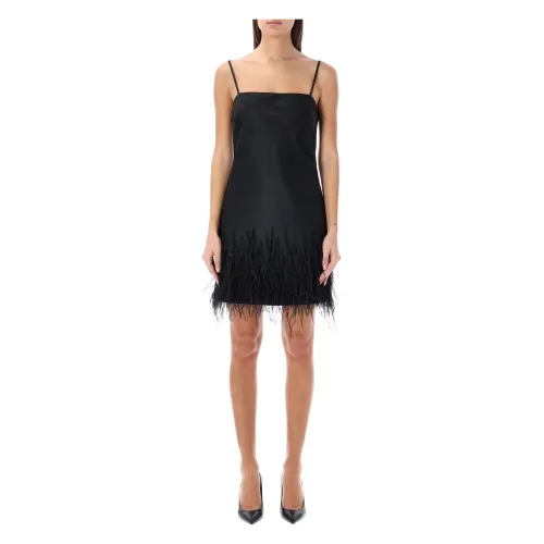 Ralph Lauren , Feather Satin Cocktail Dress ,Black female, Sizes:
