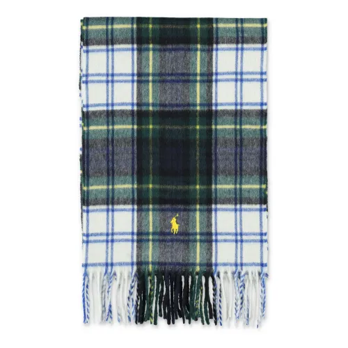 Ralph Lauren , Green Tartan Scarf with Embroidered Logo ,Green male, Sizes: ONE
