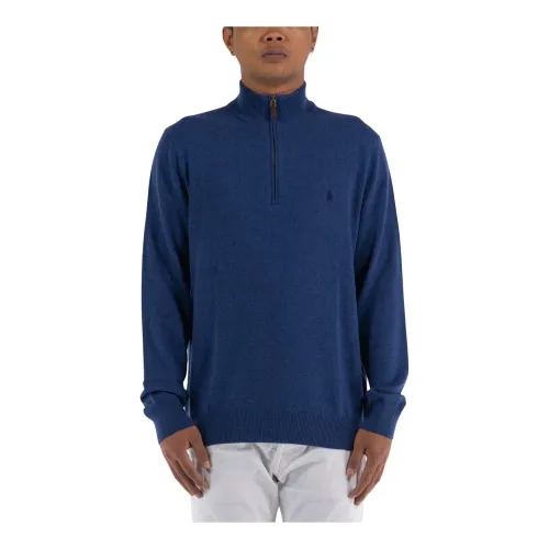 Ralph Lauren , Half Zip Sweater ,Blue male, Sizes:
