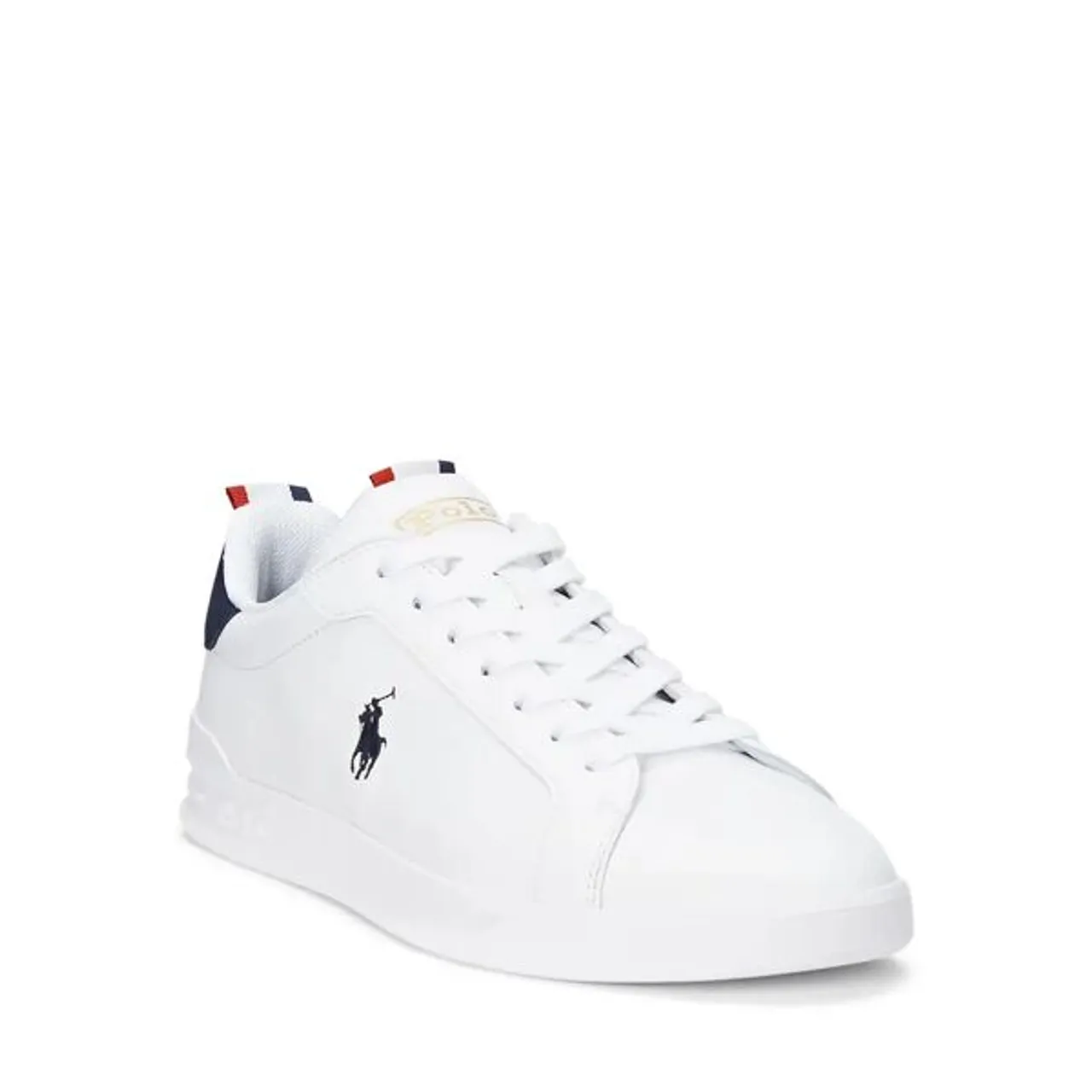 Ralph Lauren Heritage Court II Leather Trainers - White/Navy - Male