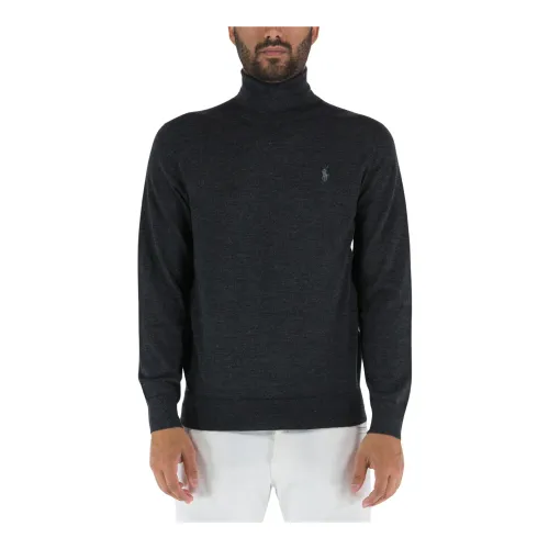 Ralph Lauren , High Neck Wool Sweater ,Gray male, Sizes: