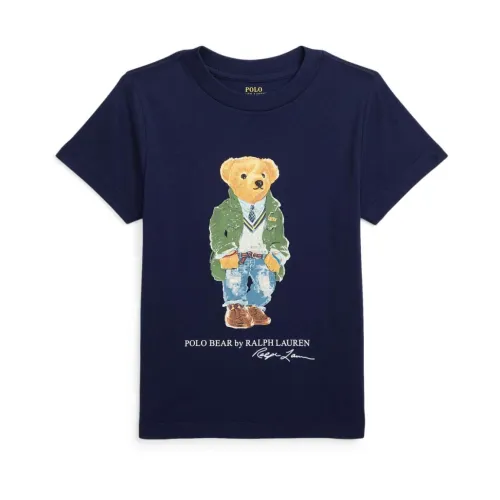 Ralph Lauren , Kids Polo Bear T-shirt Blue ,Blue male, Sizes:
