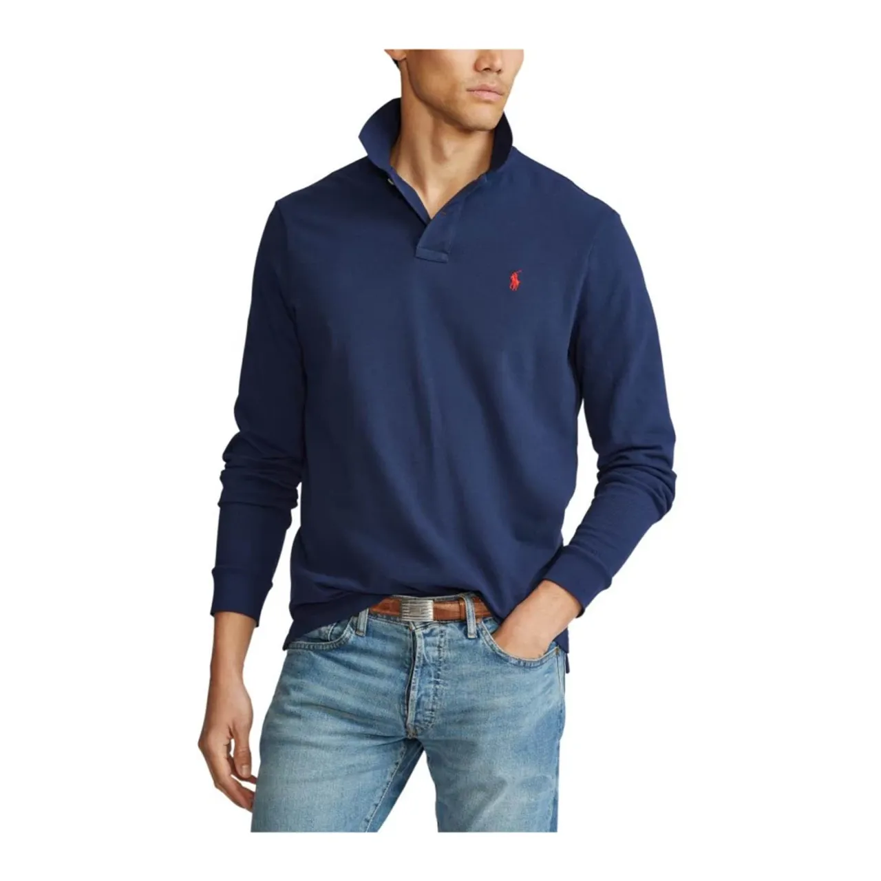 Ralph Lauren , Long Sleeve Cotton Polo Shirt ,Blue male, Sizes: