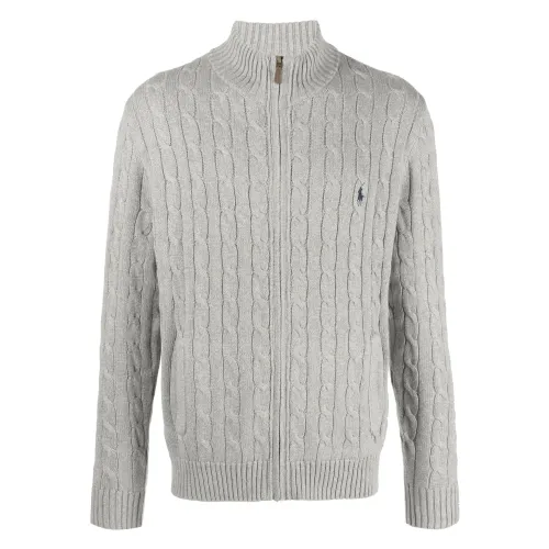 Ralph Lauren , Long sleeve full zip sweater ,Gray male, Sizes: