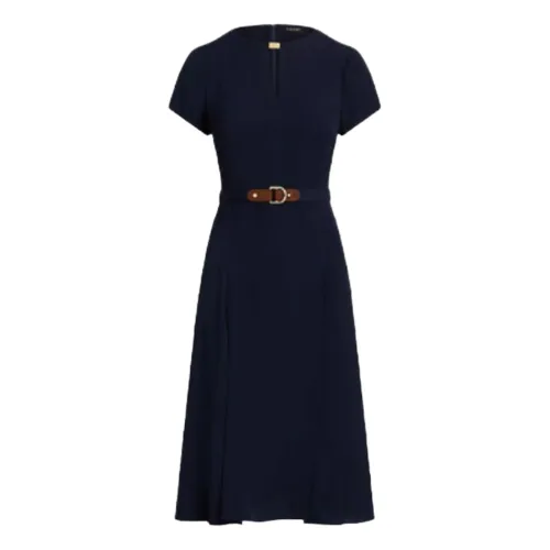 Ralph Lauren , Navy Blue Short Sleeve Day Dress ,Blue female, Sizes: