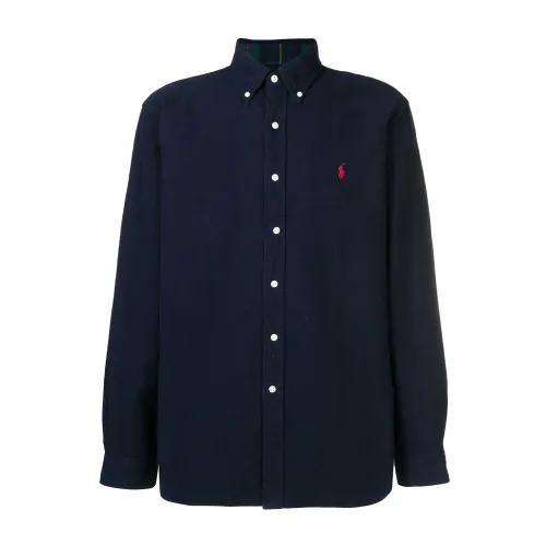 Ralph Lauren , Navy Cotton Long-Sleeved Shirt ,Blue male, Sizes: