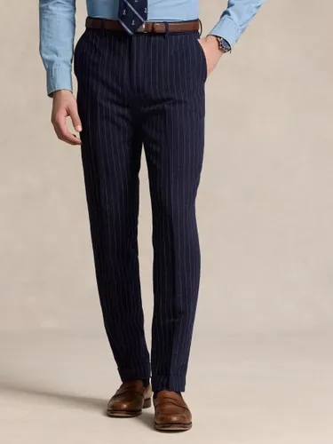 Ralph Lauren Pinstripe Twill Suit Trousers, Navy/Cream - Navy/Cream - Male