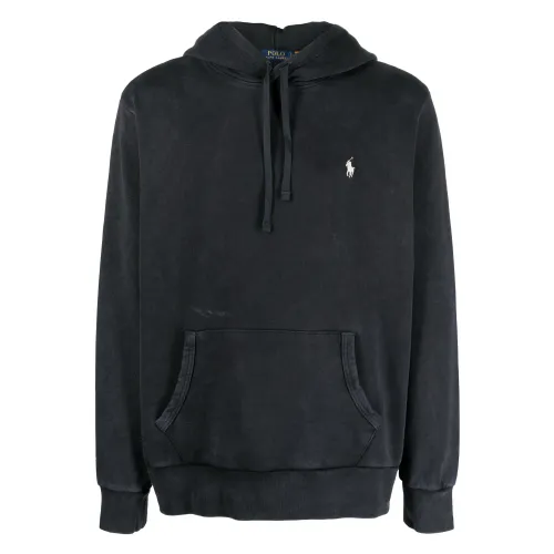 Ralph Lauren , Polo Pony Hoodie Cotton Embroidered ,Black male, Sizes: