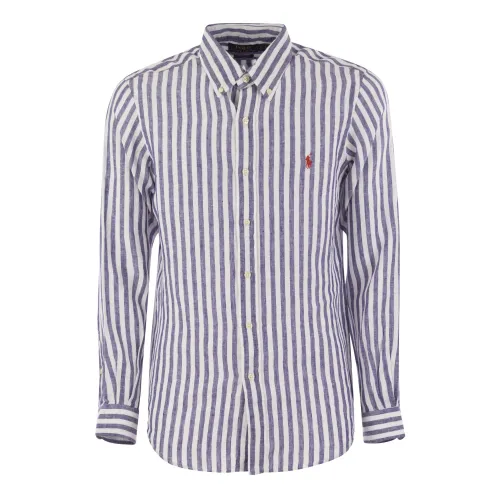 Ralph Lauren , Polo Ralph Lauren Custom Fit Striped Linen Shirt ,Multicolor male, Sizes: