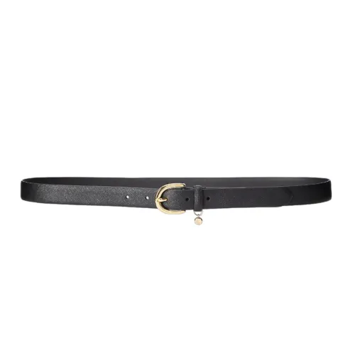 Ralph Lauren , Refined Leather Belt with Exclusive Pendant ,Black female, Sizes: