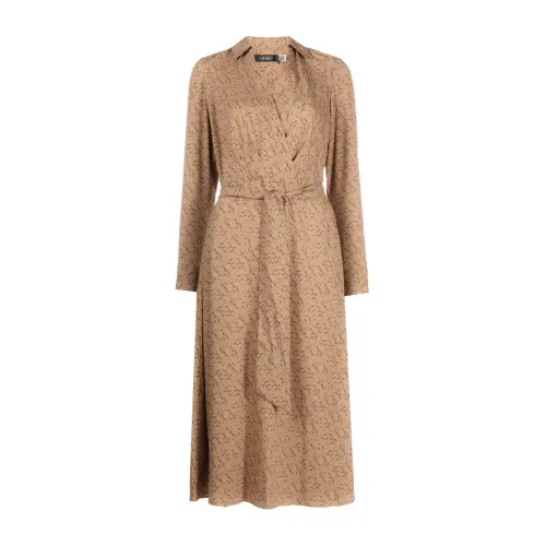 Ralph Lauren , Rowella long sleeve day dress ,Beige female, Sizes: