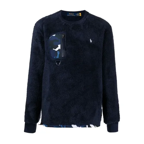 Ralph Lauren , Sherpa Logo Sweatshirt ,Blue male, Sizes: