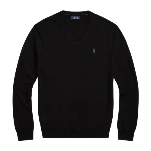 Ralph Lauren , Slim Fit V-Neck Sweater ,Black male, Sizes: