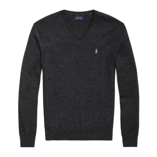 Ralph Lauren , Slim Fit V-Neck Sweater ,Gray male, Sizes: