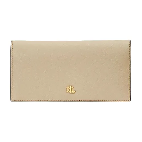 Ralph Lauren , Slim Leather Wallet with Striped Pattern ,Beige female, Sizes: ONE SIZE