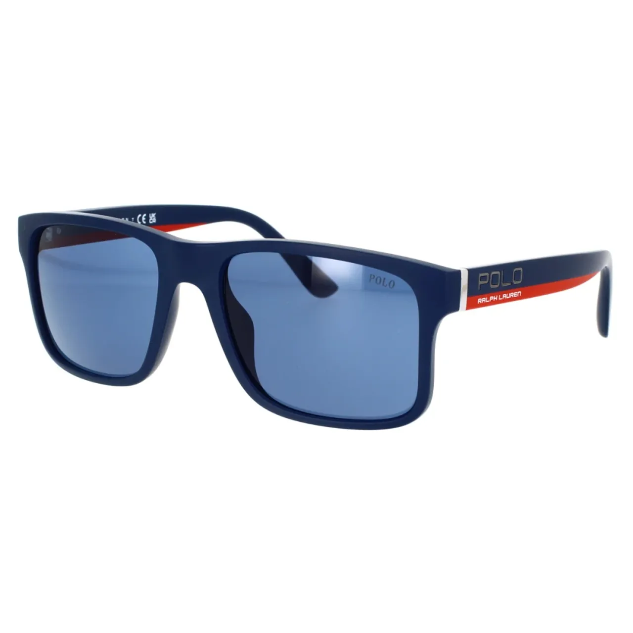 Ralph Lauren , Sporty Irregular Sunglasses with Blue Lenses ,Blue unisex, Sizes: