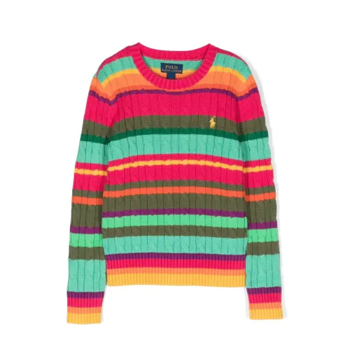 Ralph Lauren , Striped Cable-Knit Cotton Jumper ,Multicolor male, Sizes: