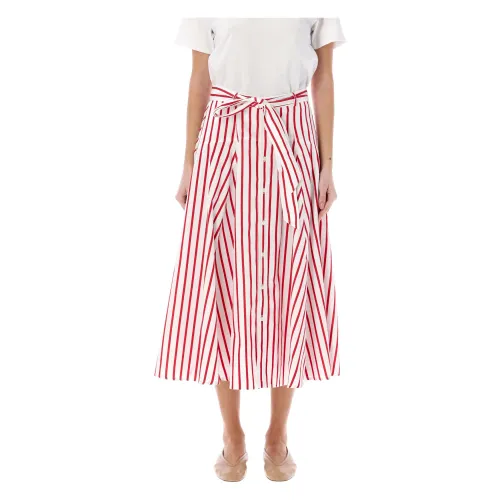 Ralph Lauren , Striped Flare Midi Skirt ,Red female, Sizes: