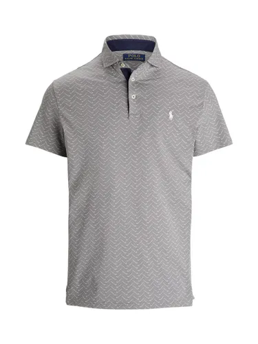 Ralph Lauren Tailored Fit Club Herringbone Polo Shirt, Grey - Grey - Male