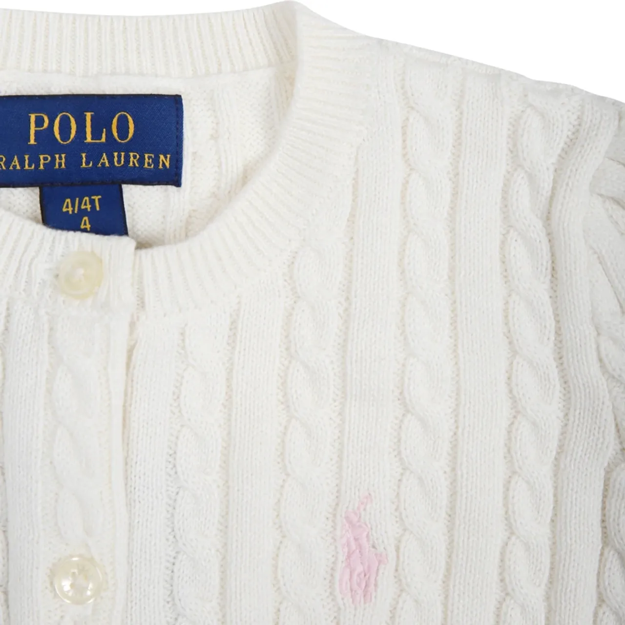 Ralph Lauren , White Cotton Cardigan with Pink Pony Embroidery ,White unisex, Sizes: