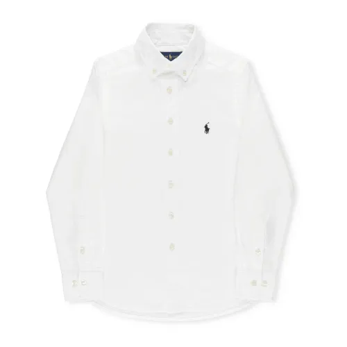 Ralph Lauren , White Cotton Shirt for Boys with Embroidered Pony Logo ,White male, Sizes: