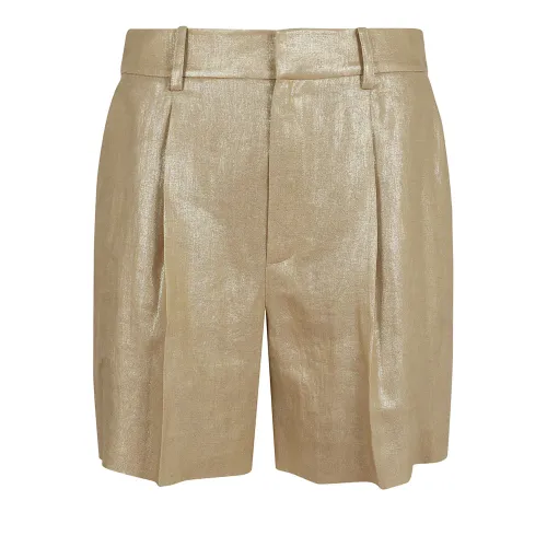 Ralph Lauren , Women's Clothing Shorts Metallic Ss24 ,Yellow female, Sizes: