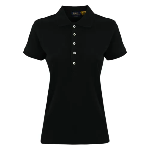 Ralph Lauren , Women's Polo Piquet T-shirt, Black ,Black female, Sizes: