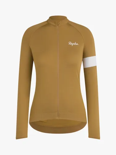 Rapha Core Jersey Long Sleeve Cycling Top - Faded Gold/White - Female