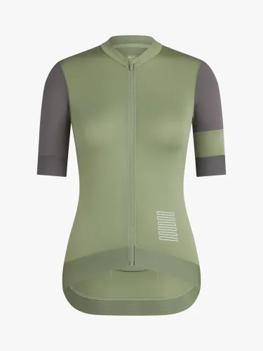 Rapha Pro Team Training Jersey Short Sleeve Cycling Top - Olive Green/Mushroom - Female