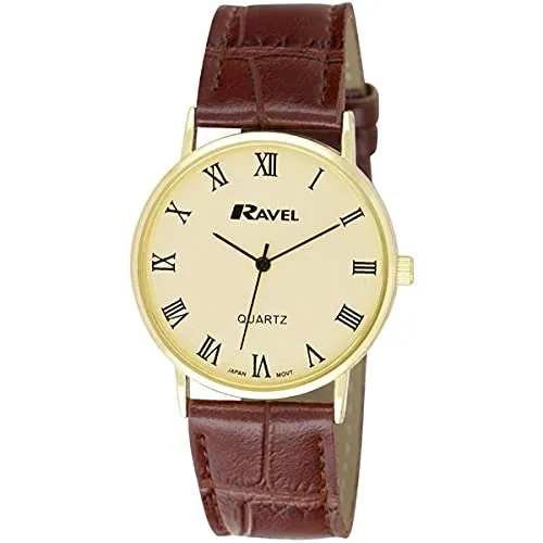 Ravel - Unisex Classic Everyday Watch - Brown/Gold