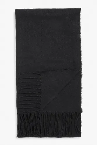 Raw hem tassel scarf - Black