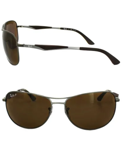 Ray-Ban Aviator Unisex Gunmetal Brown Polarized Sunglasses - Grey Metal (archived) - One