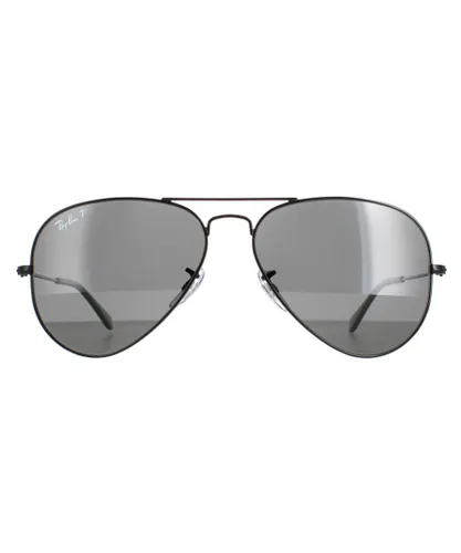 Ray-Ban Aviator Unisex Polished Black/Black Polarized 3025 Sunglasses Metal (archived) - One