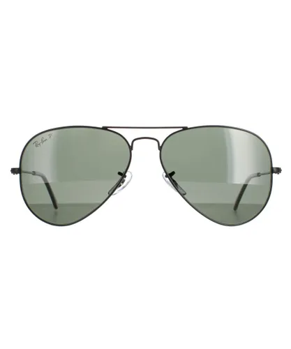 Ray-Ban Aviator Unisex Polished Black Green G-15 Polarized 3025 Metal (archived) - One