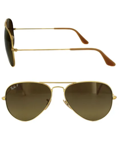 Ray-Ban Aviator Unisex Shiny Gold Brown Gradient Polarized Sunglasses Metal - One