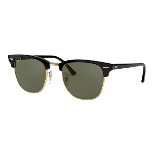 Ray-Ban , Clubmaster Polarized Sunglasses Black Gold ,Black male, Sizes: