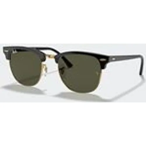 Ray-Ban Men's Clubmaster Classic Sunglasses in Polished Black On Gold / Green
