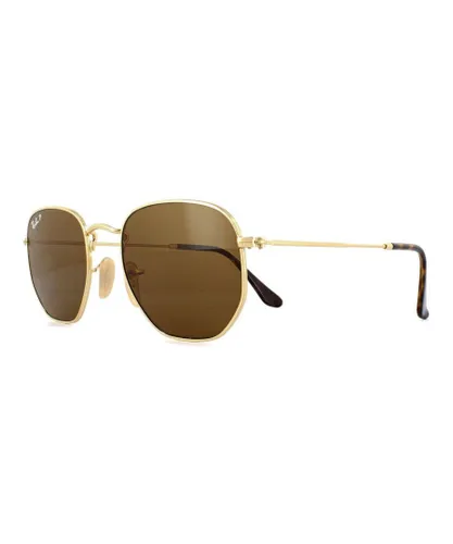 Ray-Ban Mens Sunglasses Hexagonal 3548N 001/57 Gold Brown Polarized 51mm Metal - One
