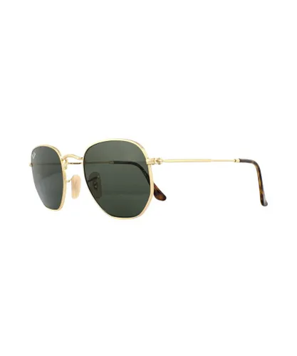 Ray-Ban Mens Sunglasses Hexagonal 3548N 001 Gold Green G-15 Metal - One