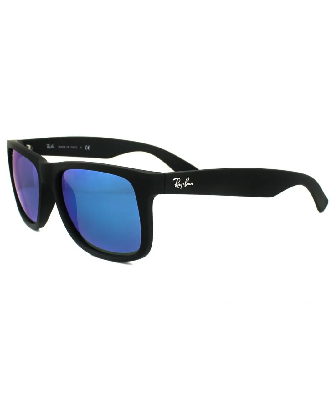 Ray-Ban Mens Sunglasses Justin 4165 622/55 Rubber Black Blue Mirror - One