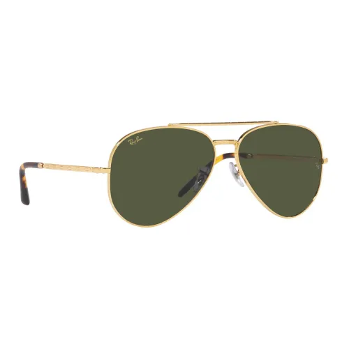 Ray-Ban , New Aviator Metal Sunglasses with Green Lenses ,Yellow unisex, Sizes: