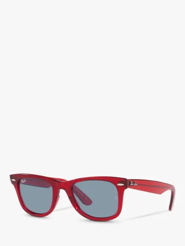 Ray-Ban RB2140 Unisex Original Wayfarer Sunglasses - Transparent Red/Blue - Female
