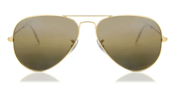 Ray-Ban RB3025 Aviator Large Metal Polarized 9196G5 Men's Sunglasses Gold Size 55