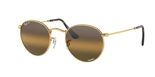 Ray-Ban RB3447 Round Metal Polarized 001/G5 Men's Sunglasses Gold Size 50